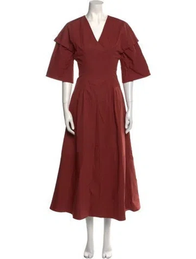 Pre-owned Bite V-neck Long Dress In Red