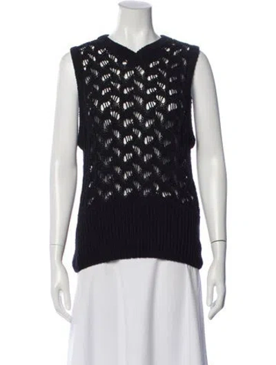 Pre-owned Bite V-neck Sleeveless Top In Blue