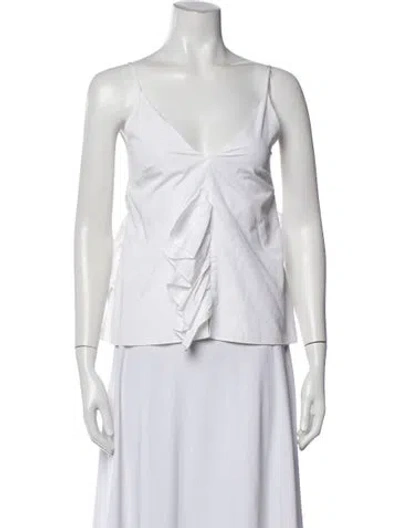 Pre-owned Bite V-neck Sleeveless Top In White