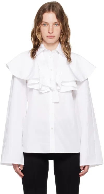 Bite White Curved Blouse In White 0000