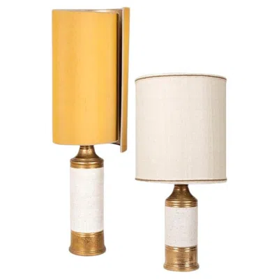 Pre-owned Bitossi 1 Of The 2 Of  Lamps For Berboms, With Custom Made Shades By Rene Houben In Orange