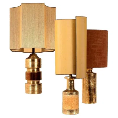 Pre-owned Bitossi 1 Of The 3  Table Lamps, With Custom Made Silk Shades By Rene Houben In Sand