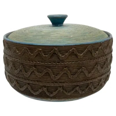 Pre-owned Bitossi 1950s Aldo Londi  Ceramic Rimini Blue Bowl With Lid