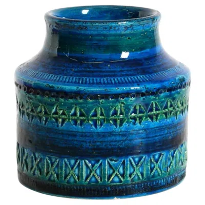 Pre-owned Bitossi 1960s Small Rimini Blue Ceramic Vase By Aldo Londi For  Italy