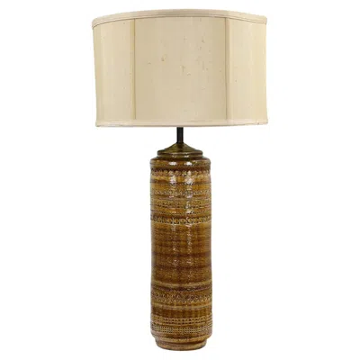 Pre-owned Bitossi 1963 Mcm Italian Pottery Table Lamp By Aldo Londi For  In Rimini Ambra In Sand