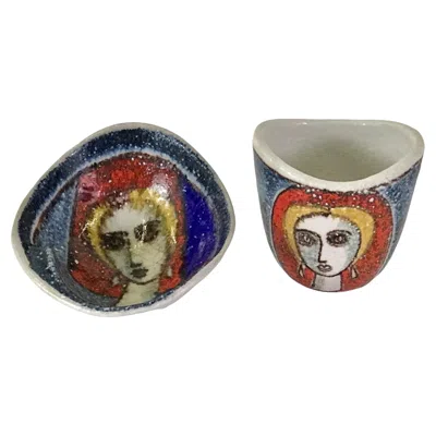 Pre-owned Bitossi 60s Italian Modern Aldo Londi Ashtray & Cigarette Holder By  Raymor In Gray