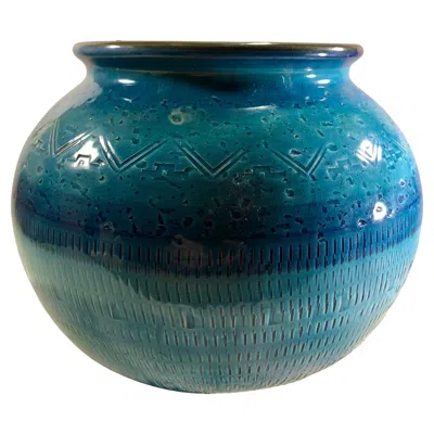Pre-owned Bitossi A "blue Rimini" Glazed Ceramic Vase Aldo Londi For , Italy, 1960