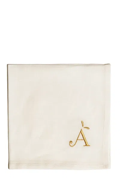 Bitossi 'a' Letter Napkin In White
