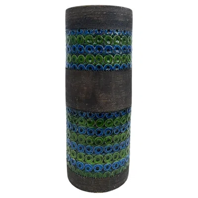 Pre-owned Bitossi Aldo Londi  Floor Vase Italy Pottery Cylinder Rosanthal Netter Raymor 20" In Black