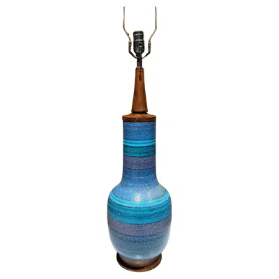 Pre-owned Bitossi Aldo Londi  Table Lamp Stripped Blue Mid-century Modern