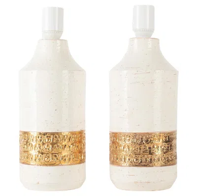 Pre-owned Bitossi Aldo Londi For  A Pair Ceramic Lamps Sweden 1960 In Sand