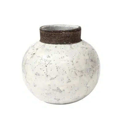 Pre-owned Bitossi Aldo Londi For  Ball Vase, White, Glazed Ceramic, Italy, 1960s In Clear