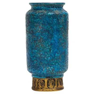 Pre-owned Bitossi Aldo Londi For  Cinese Vase, Ceramic, Blue, Gold, Italy, 1960s