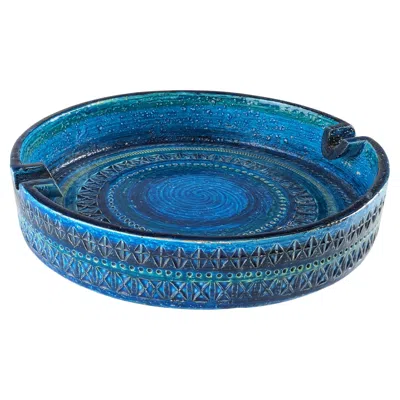 Pre-owned Bitossi Aldo Londi For  Giant Blue Ceramic Ashtray, Italy, 20th Century