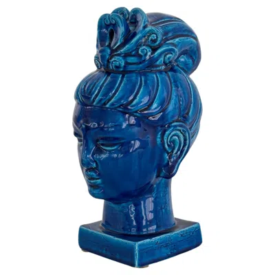 Pre-owned Bitossi Aldo Londi For  Kwan Yin Buddha Rimini Blu, Italy, 1970s In Blue