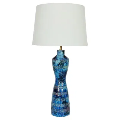 Pre-owned Bitossi Aldo Londi For  Rimini Blue Imprint Pottery Table Lamp, 1950's