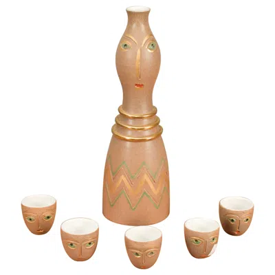 Pre-owned Bitossi Aldo Londi For  Sake Set In Brown