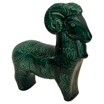 Pre-owned Bitossi Antique Ram Sculpture, Handcrafted Decorative Object, Vintage Art In Black