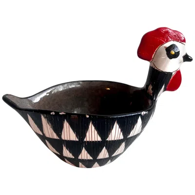 Pre-owned Bitossi Art Pottery Figural Rooster Bowl, Italy, 1950's In Black