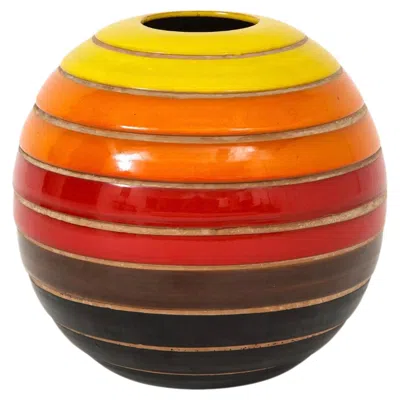 Pre-owned Bitossi Ball Vase By Aldo Londi, Multi-colored, Ceramic, Italy, 1960s In Brown