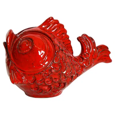 Pre-owned Bitossi Beautiful 1960s Ceramic Fish Money Box By Aldo Londi For  Italy In Red