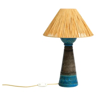Pre-owned Bitossi Beautiful 1960s Rimini Blue Ceramic Table Lamp By Aldo Londi For  Italy