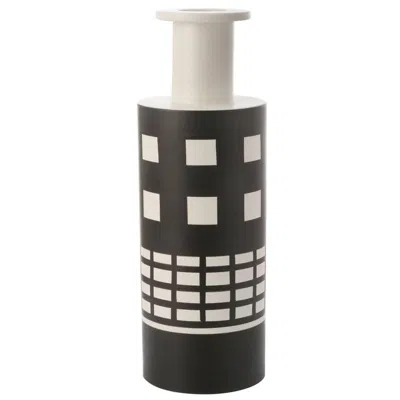 Pre-owned Bitossi Black And White Reel Vase By Ettore Sottsass