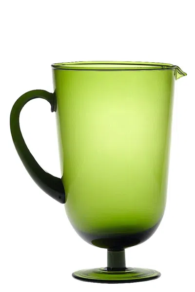 Bitossi Blown Glass Jug In Green