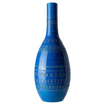 Pre-owned Bitossi Blue Bottle Vase By Aldo Londi