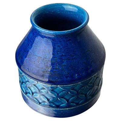 Pre-owned Bitossi Blue Ceramic Vase By Aldo Londi For , Italy, 1960's