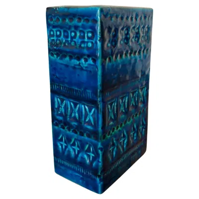 Pre-owned Bitossi Blue Ceramic Vase Of Rimini Blu Collection By Aldo Londi For