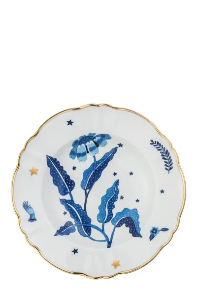 Bitossi 'blue Floral Bottom' Plate ⌀ 23 Cm In White