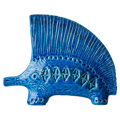 Pre-owned Bitossi Blue Hedgehog Figurine By Aldo Londi