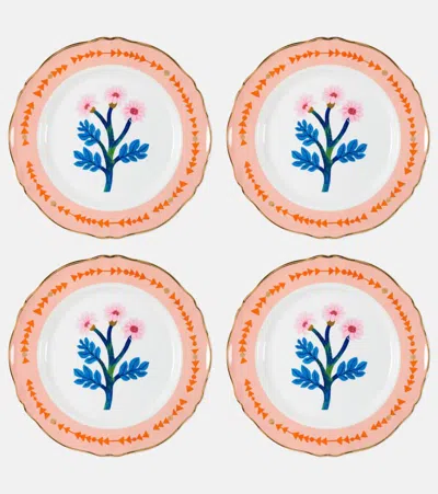Bitossi Botanica Primula Set Of 4 Porcelain Dinner Plates