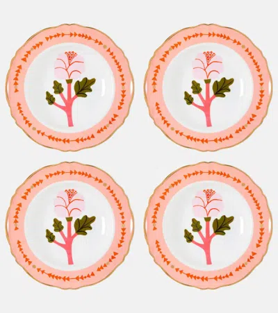 Bitossi Botanica Rosa Set Of 4 Porcelain Soup Plates