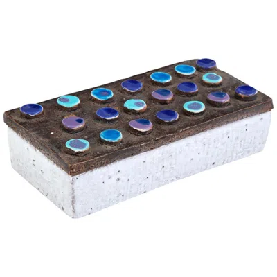 Pre-owned Bitossi Box, Ceramic, Applied Discs, Blue, Purple, White, Brown, Signed