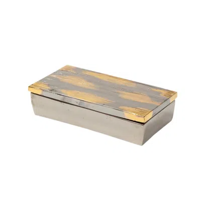 Pre-owned Bitossi Box, Ceramic, Brushed Metallic Gold, Platinum Silver, Italy, 1960s In Sand