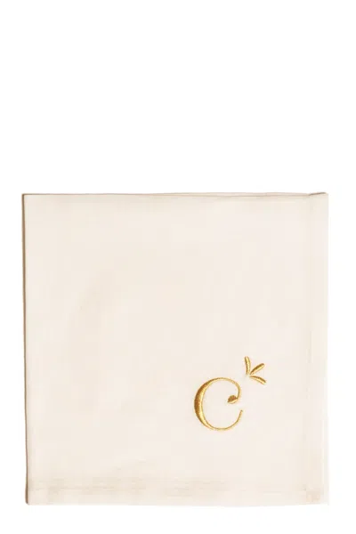 Bitossi 'c' Napkin In White