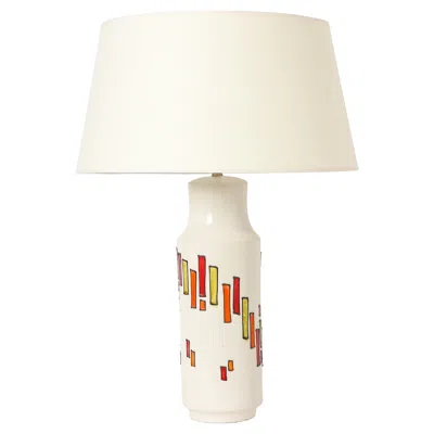 Pre-owned Bitossi Ceramic & Fused Glass Lamp, Italy 1960's In White