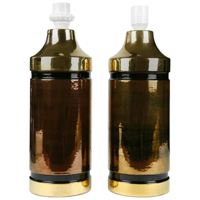 Pre-owned Bitossi Ceramic  Lamps Gold, Black And Copper, 1960, Italy
