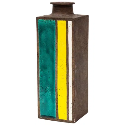 Pre-owned Bitossi Ceramic Vase, Geometric Design, British Racing Stripes, 1960s In Black