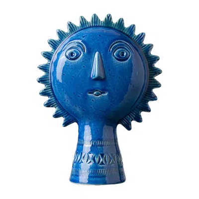 Pre-owned Bitossi Ceramiche Blue Sun Figure By Aldo Londi