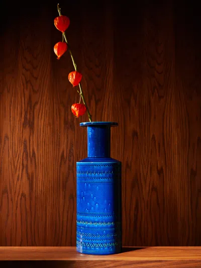 Bitossi Ceramiche Rimini Blu Ceramic Large Vase  Abask Luxury Gift In Blue