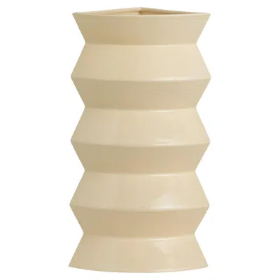 Pre-owned Bitossi Curve Beige Ceramic Vase #1 By Zaven In Brown