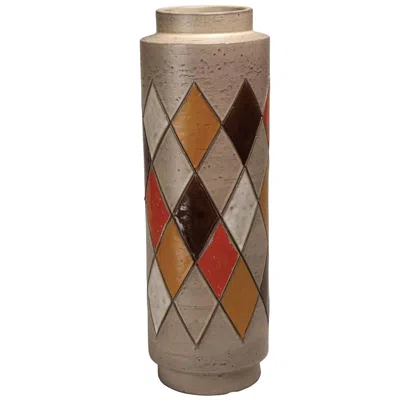 Pre-owned Bitossi Diamonds Vase By Aldo Londi In Brown