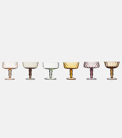 Bitossi Diseguale Set Of 6 Champagne Coupe Glasses