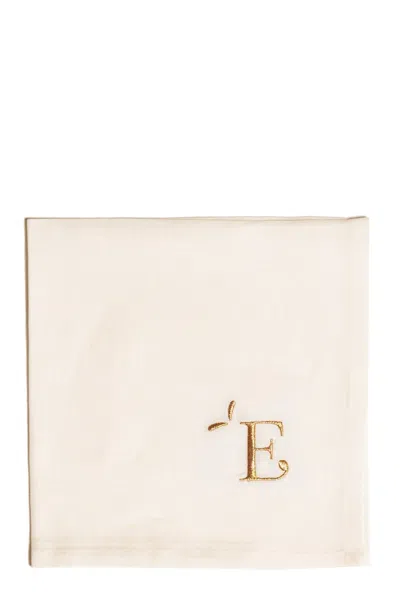 Bitossi 'e' Letter Napkin In White