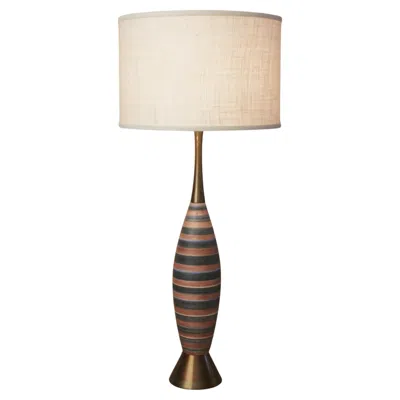 Pre-owned Bitossi Epic!  Mid Century Modern Sleek Italian Pottery Lamp! 50s Gray Brown Blue