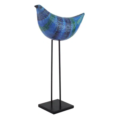 Pre-owned Bitossi Figura Di Uccellino Rimini Blu Series By Aldo Londi For  Blue Bird