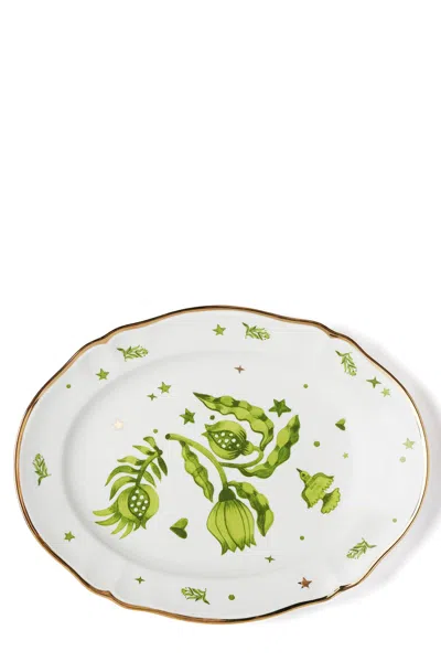 Bitossi Floral Oval Tray ⌀ 34 Cm In Green